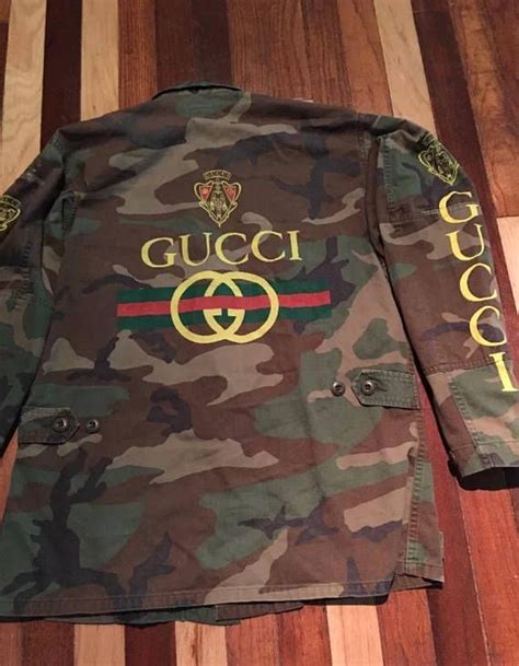 vintage gucci camo jacket|Gucci coats for sale.